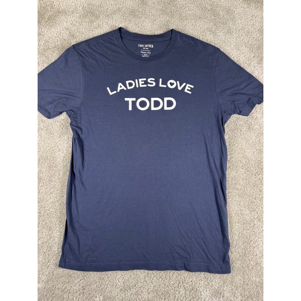 Todd Snyder Ladies Love Todd Graphic T-Shirt Navy Blue Premium Jersey Small
